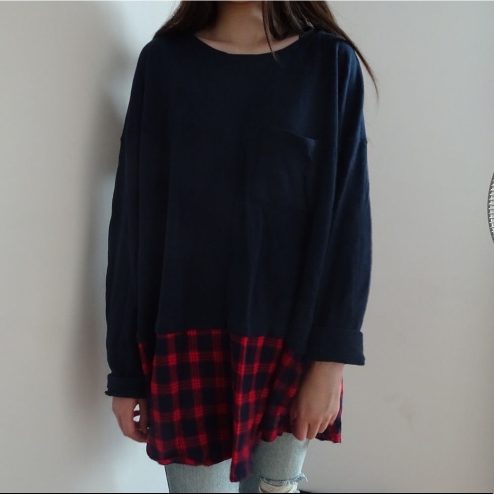 LONG SWEATER WITH FLANNEL